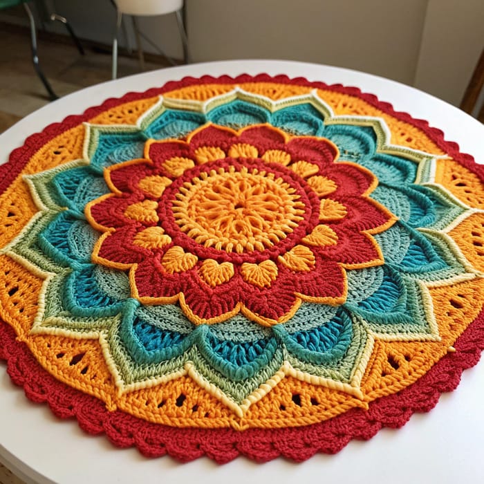 Colorful Crochet Mandala - 19 Inches Round