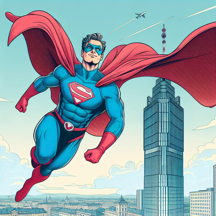 Superman Flying near Handelskai Tower in Wien