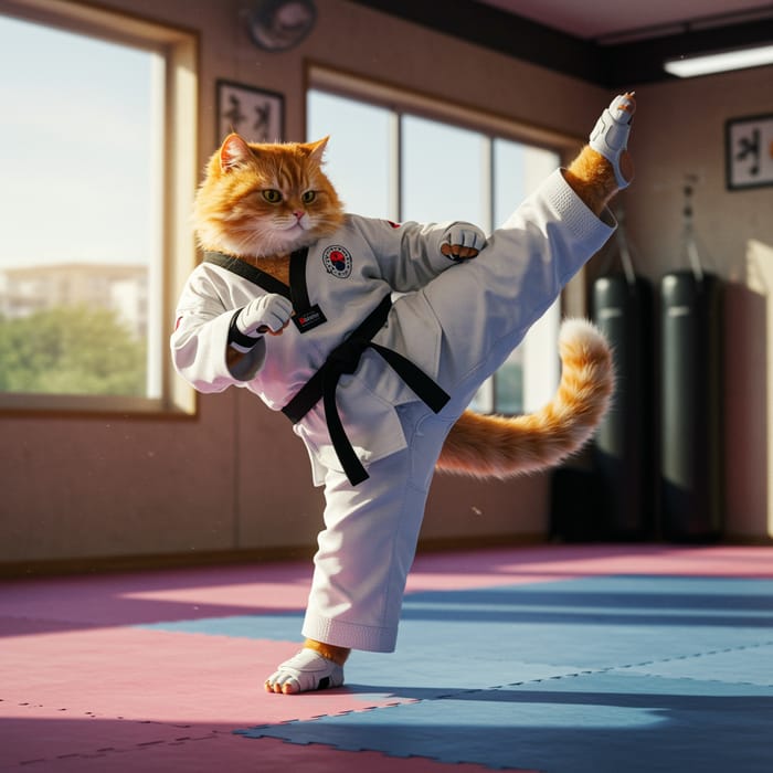 Taekwondo Fat Cat: The Feline Martial Artist