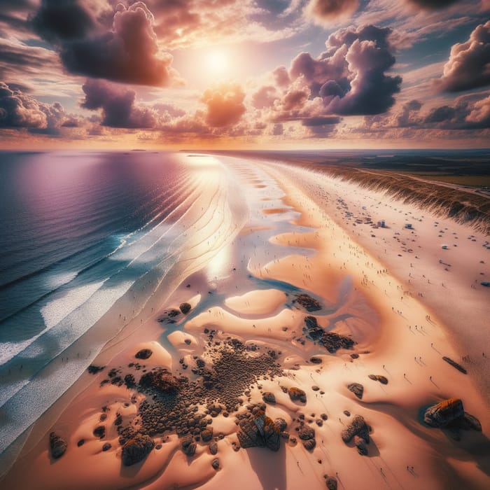 Drone Soaring Over Serene UK Beach