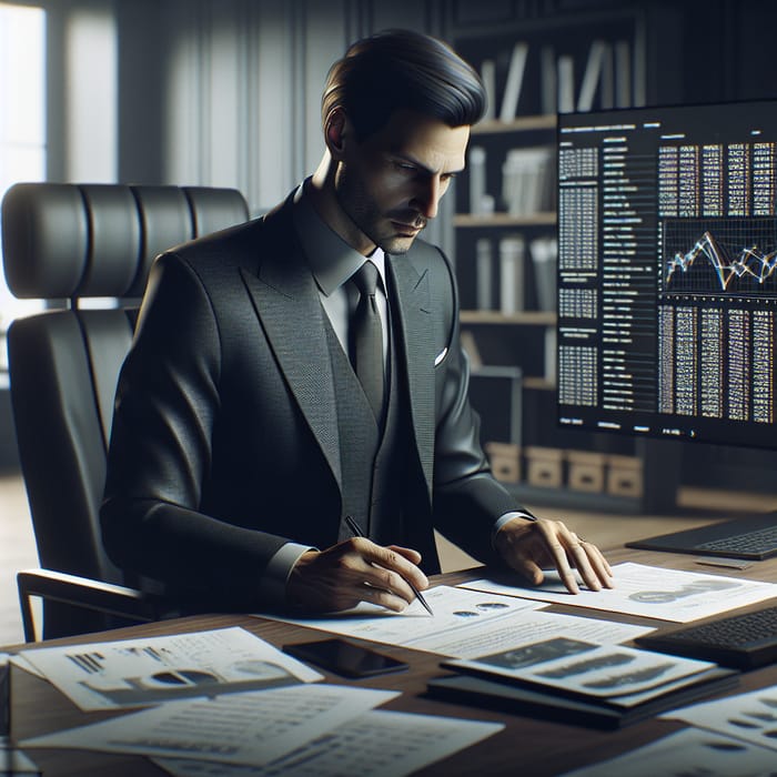 Boss in Suit: Realistic 8K Finance Setting