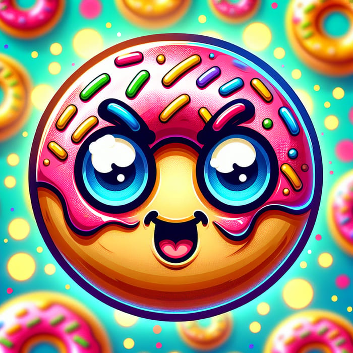 Whimsical Donut Cartoon with Vibrant Colors