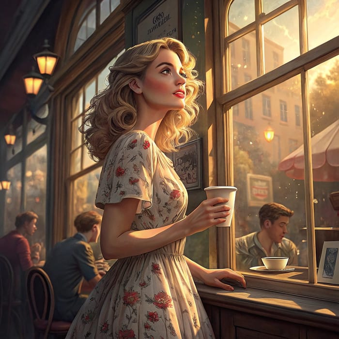 Charming Café Moments: A Woman by the Window