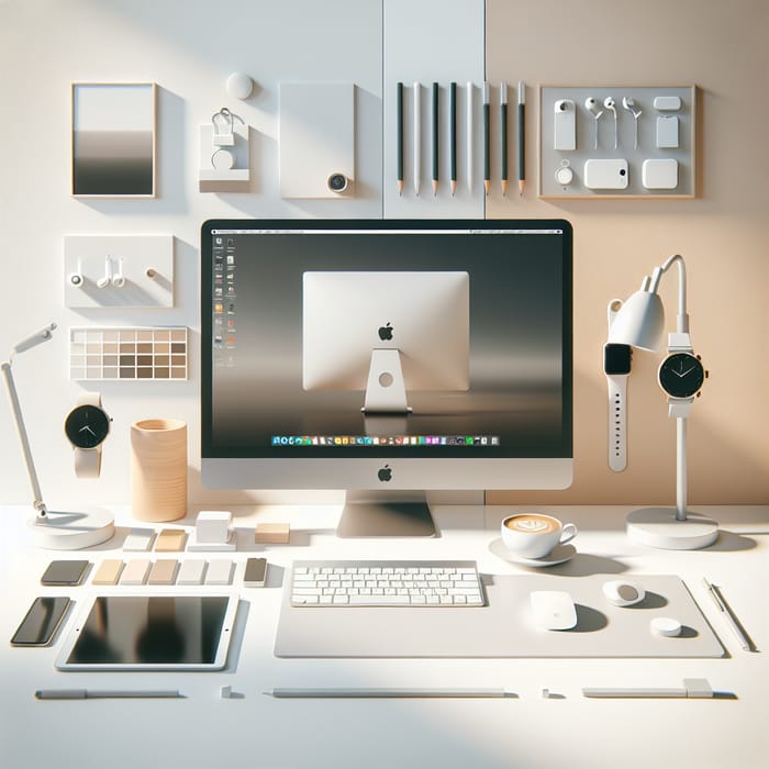 Minimalist Tech Workspace on Muji Background - Clean and Modern Design