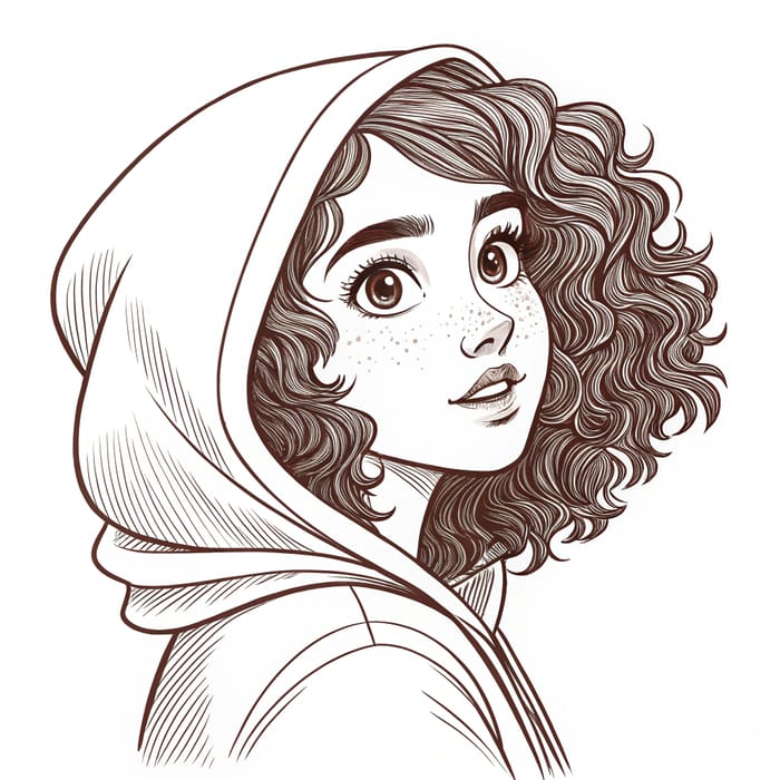 Line Art of a Middle-Eastern Girl in a Hood