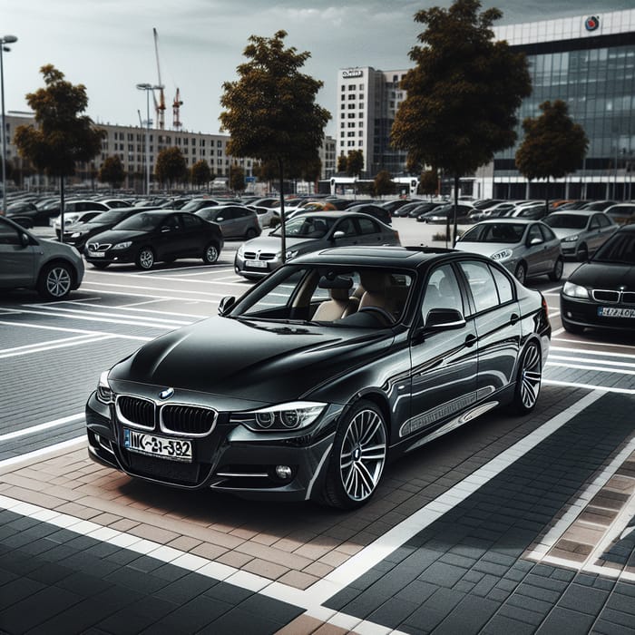 Sleek Black Bmw E90 in Proper Parking Lot