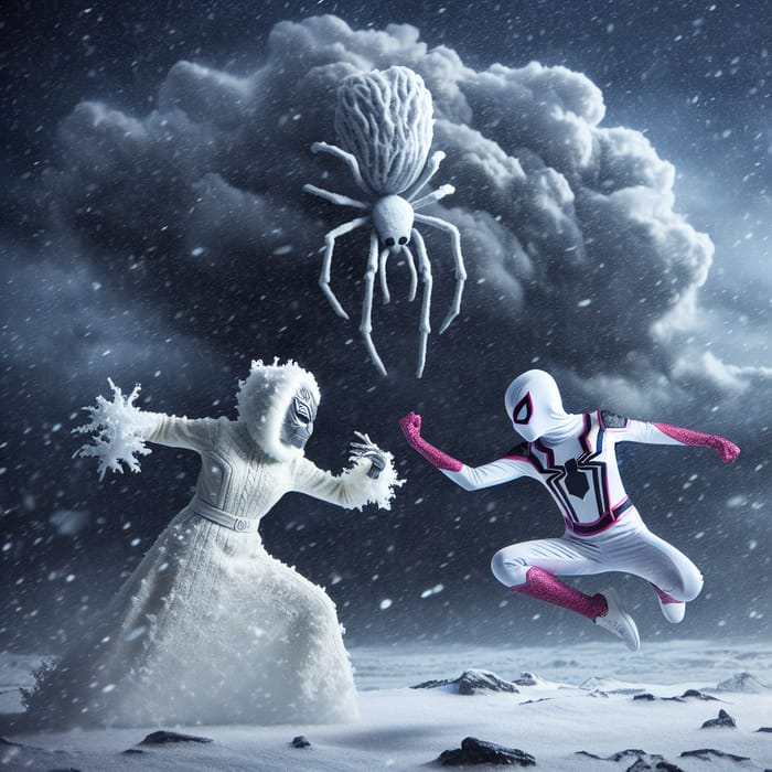 Snowwoman and Spider Gwen Battle the Cloud