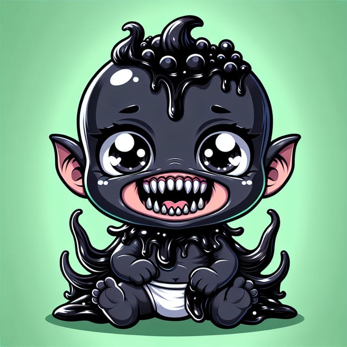 Cute Baby Venom Cartoon Illustration