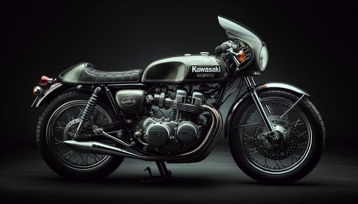 1970 Kawasaki Z1 Vintage Motorcycle with Signature Black Background