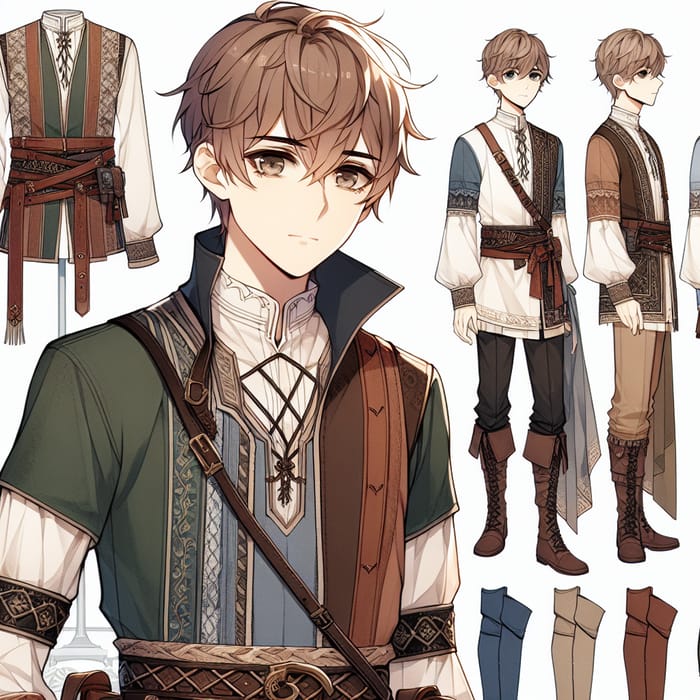 European Fantasy Anime Boy in Traditional Attire