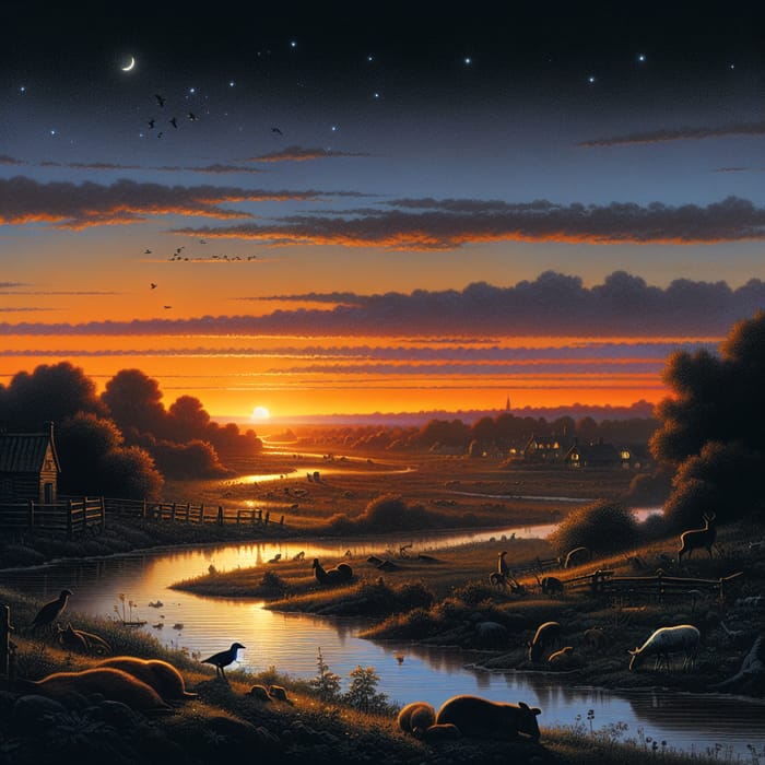 Sleepytime at Sunset: Idyllic Tranquil Nightfall Scene