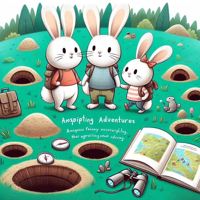 Adventurous Rabbit Family: Kids' Book Cover Art