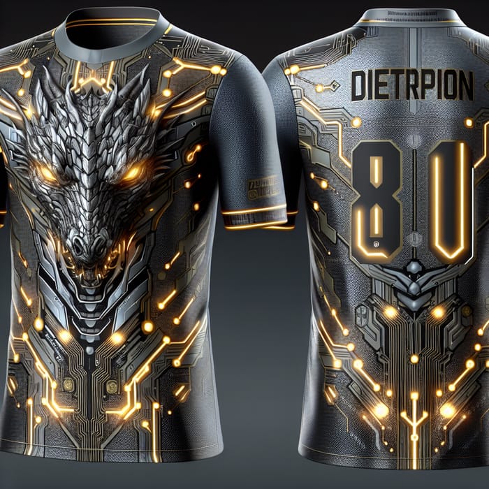 Futuristic Dragon Cybernetic Football Shirt | Metallic Reflective Design