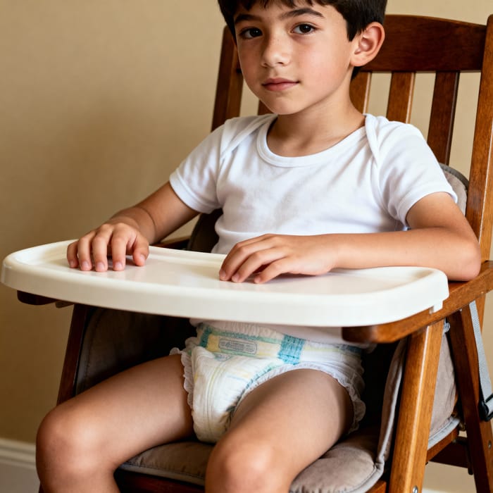 Diapered Teenager in Highchair: A Unique Moment Diapered Teenager in Highchair: A Unique Moment