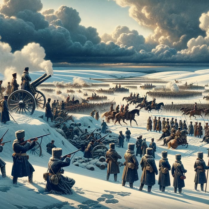 19th Century Battlefield Scene in Snowy Russia