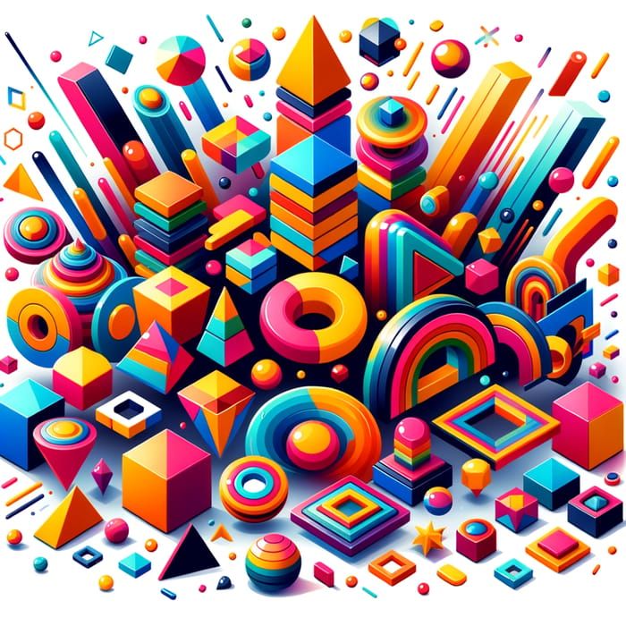 Vibrant Animated 3D Geometric Shapes | Moving Colorful Figures