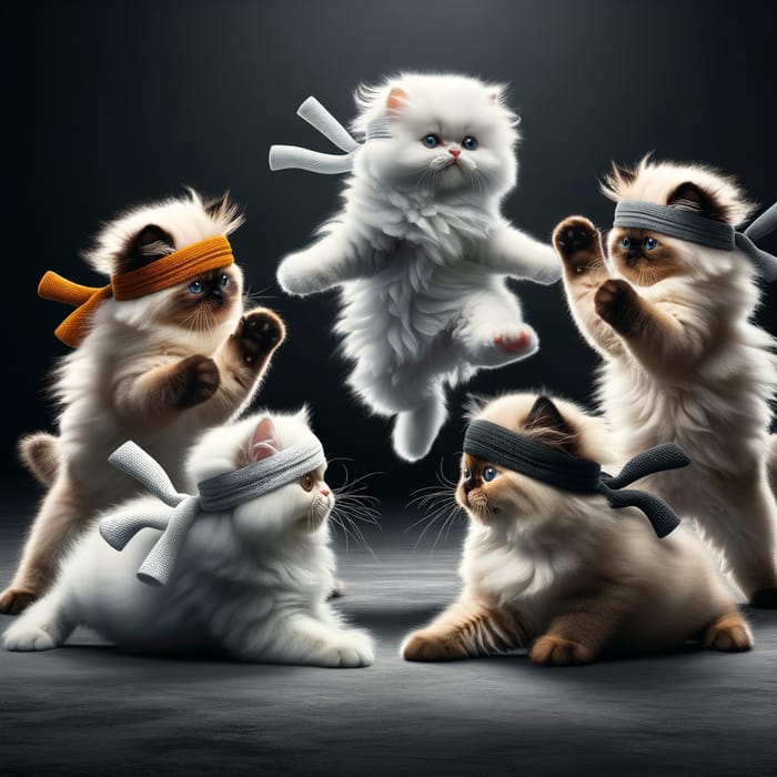 Playful Ninja Kittens: Engaging Persian & Himalayan Warriors