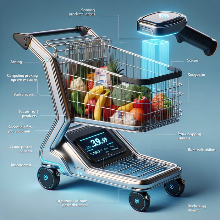 Smart Grocery Trolley with Barcode Scanner & Real-Time Cost Display