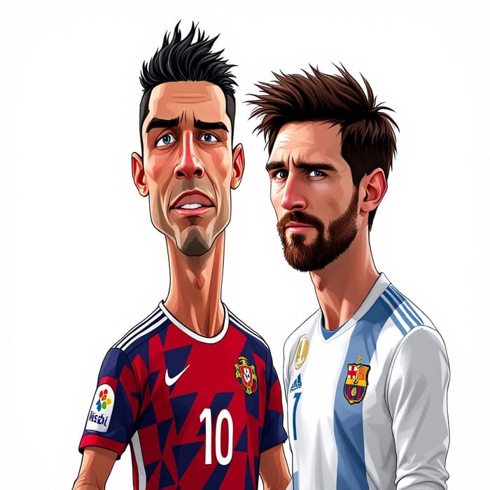 Realistic Cartoon of Ronaldo & Messi Fan Art