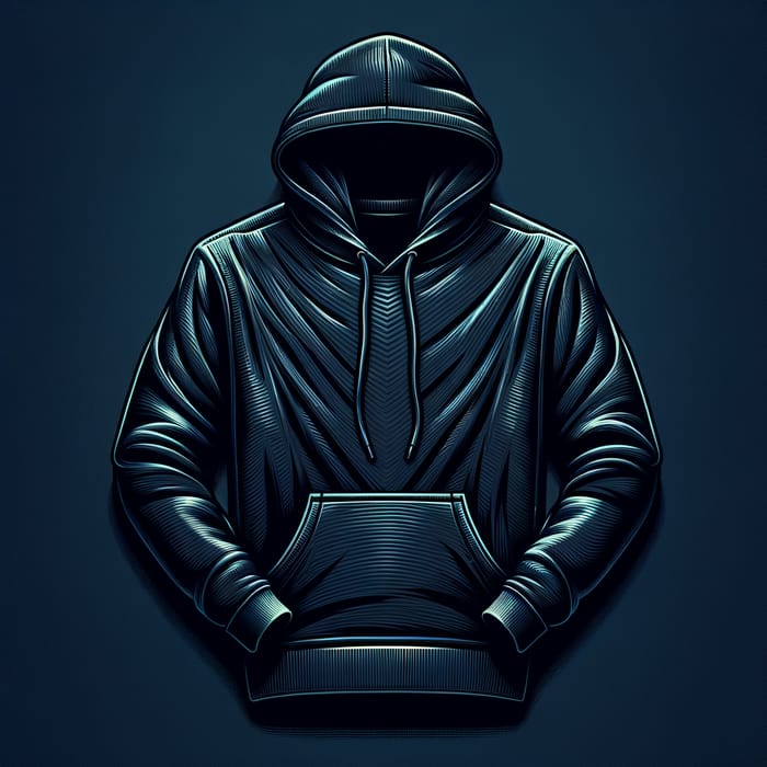 Stylish Black Hoodie on Dark Blue Background