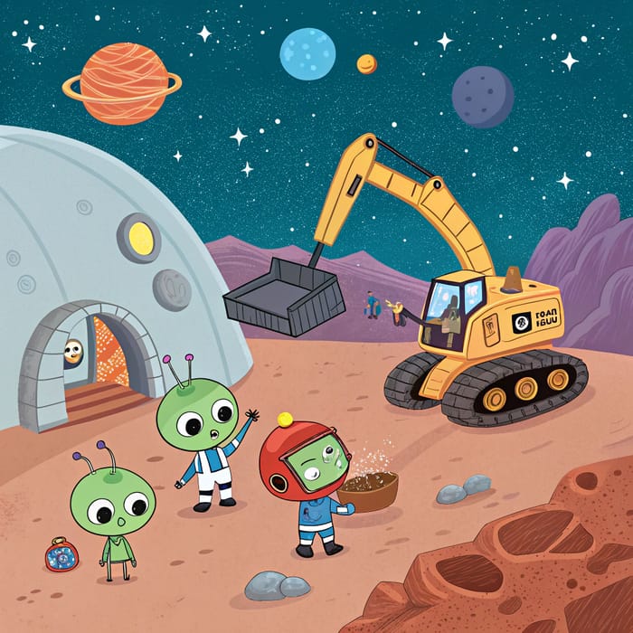 Space Rock Mining with Aliens and Diddy Cartoon