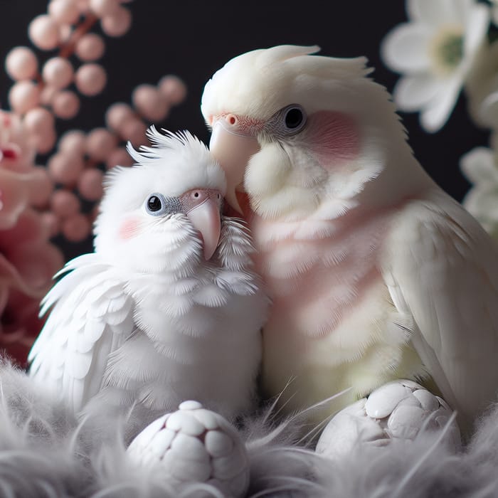 White Carolina Pearl White Nymph Parakeet Pair