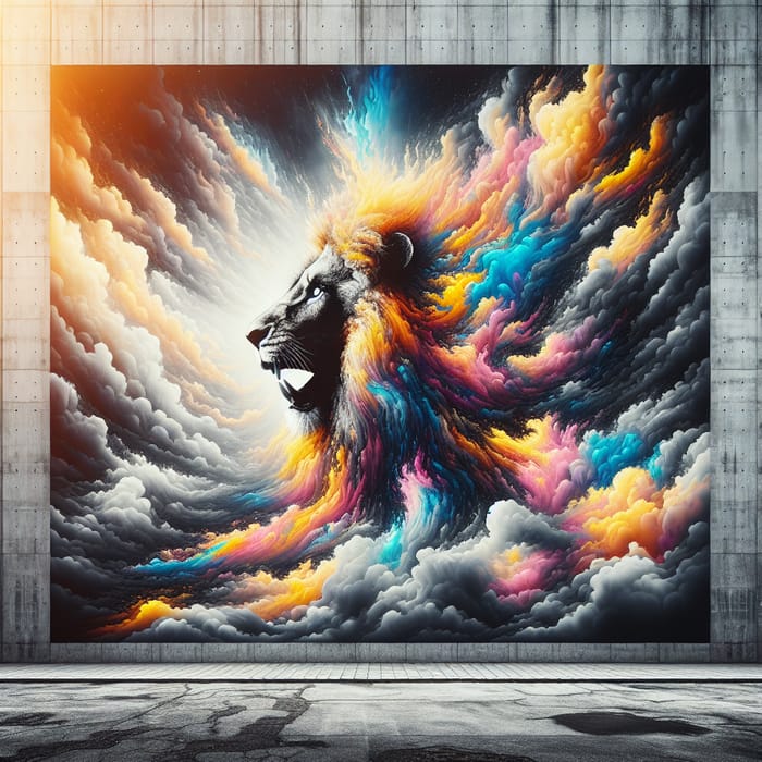 Colorful Lion Graffiti Art | High Contrast Street Art Detail