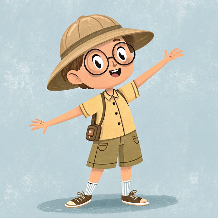 Cartoon Young Explorer Character Design