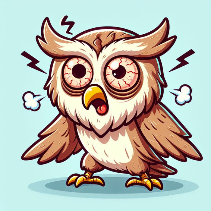 Startled Cartoon Owl with Sleep-Deprived Twitch | Animated