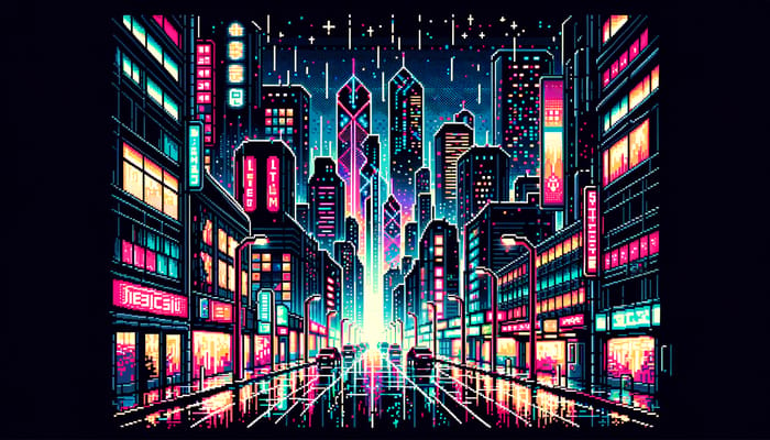 Cyberpunk Pixel Art Wallpaper - Futuristic City