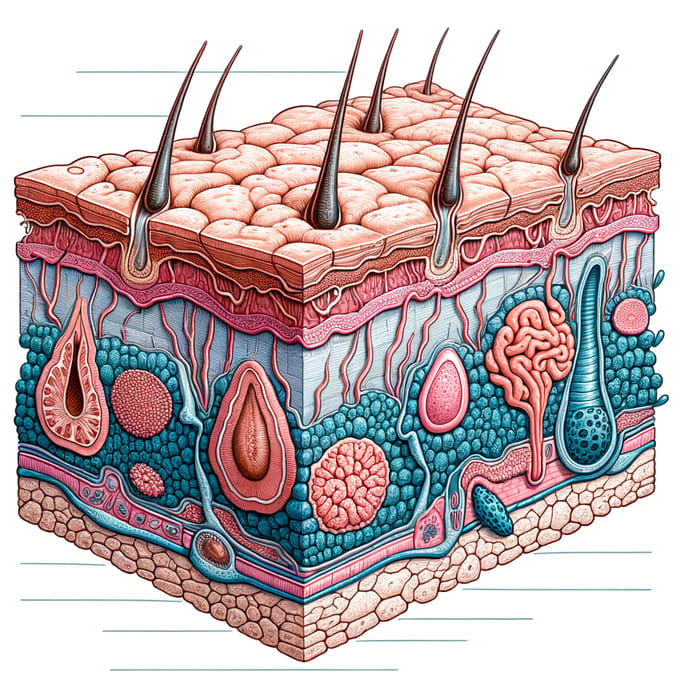 Anatomy of Human Skin: Detailed Derivatives Cross-Section