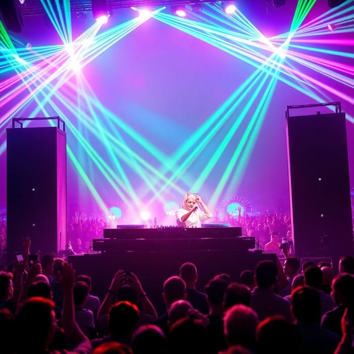 Dynamic DJ Performance at Music Festival