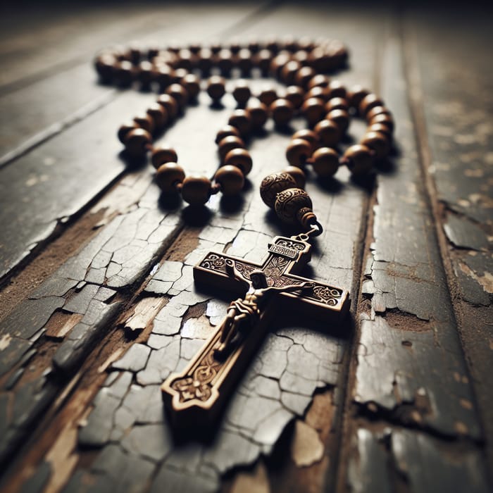 Wooden Rosary on Floor