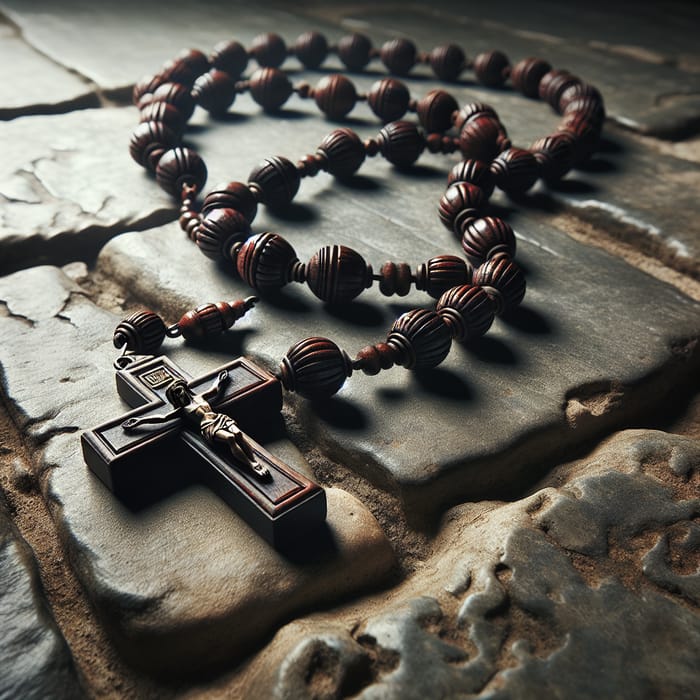 Wooden Rosary on Floor