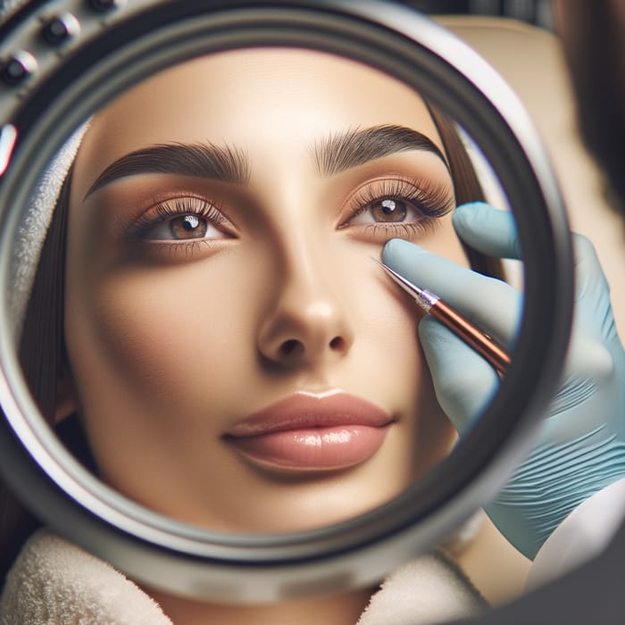 Detailed Close-Up Shot of Woman's Face in Cosmetology Office