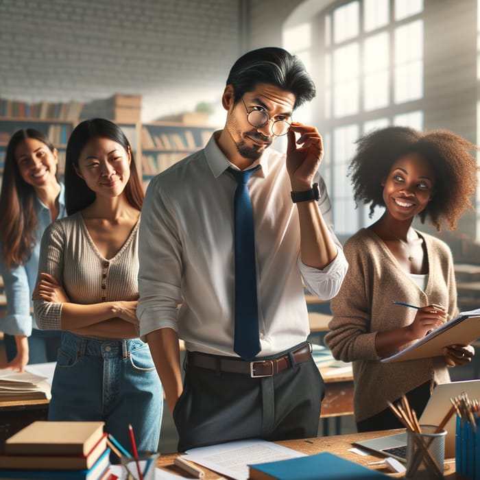 Teacher in Vibrant Classroom Setting