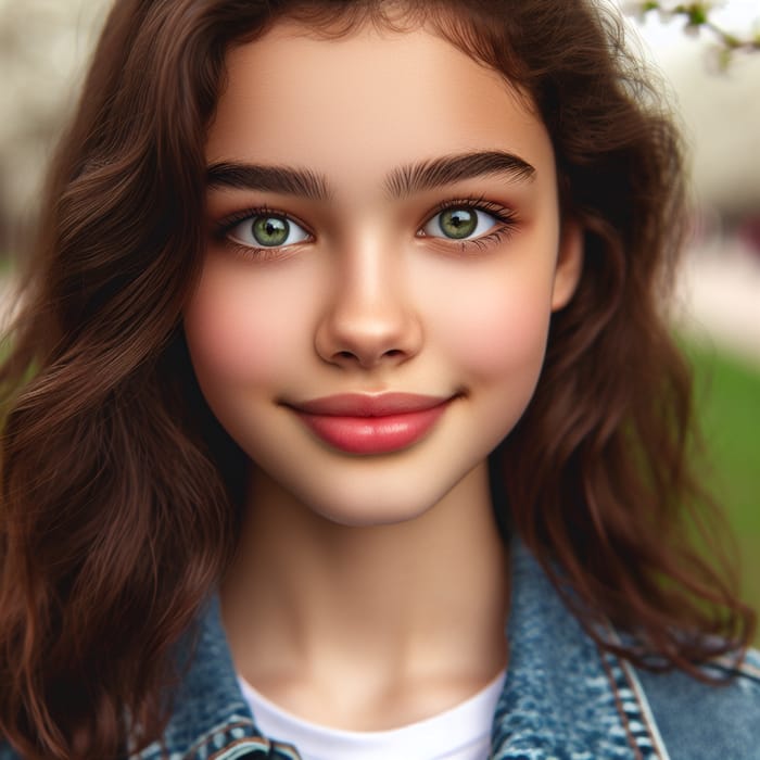 Stylish 16-Year-Old Girl Portrait in Spring Setting