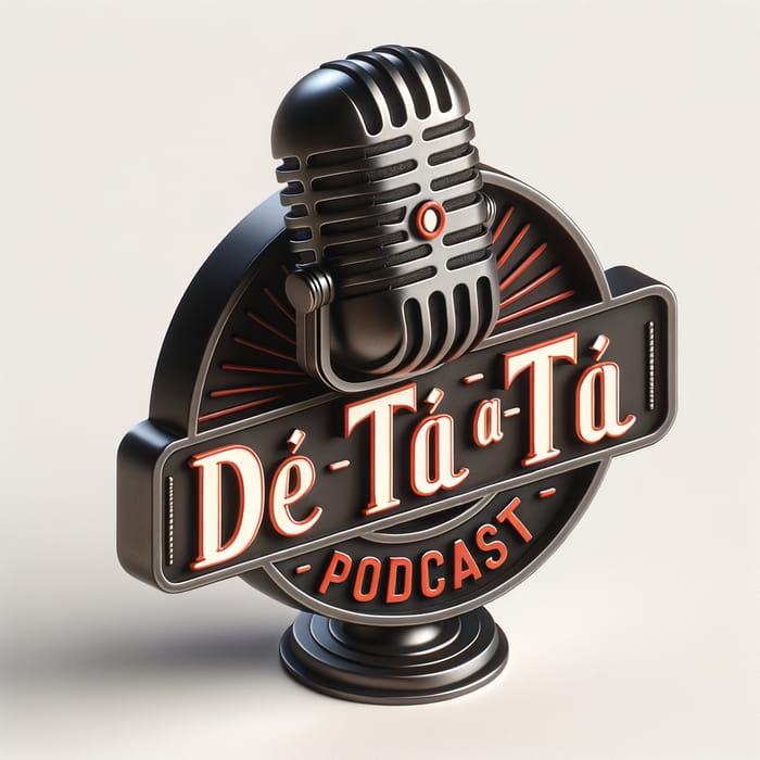 3D Dark Logo with Antique Microphone | DE TÚ A TÚ Podcast