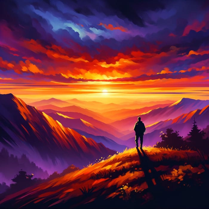 Breathtaking Sunset Serenity - Inspired Landscape Painting