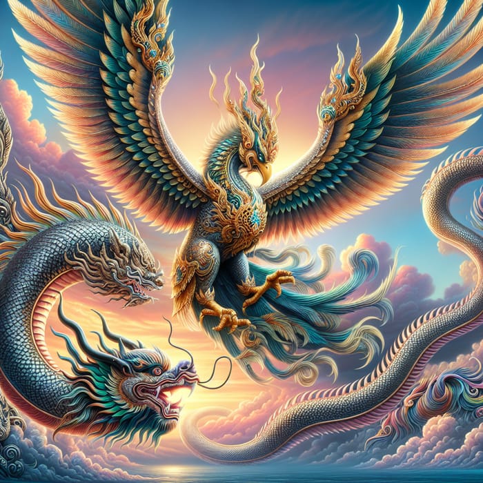 Stunning Garuda and Dragon in Buddhist Mythology Image Stunning Garuda and Dragon in Buddhist Mythology Image
