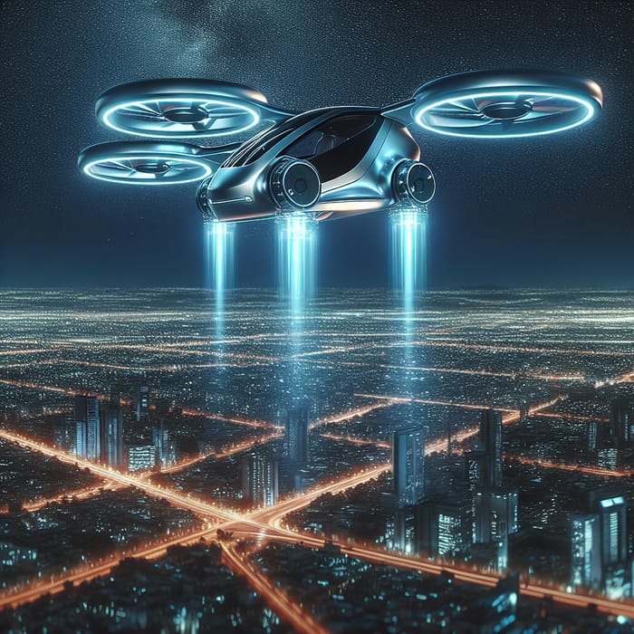 Futuristic Flying Car - Majestic Self-Piloted Vehicle