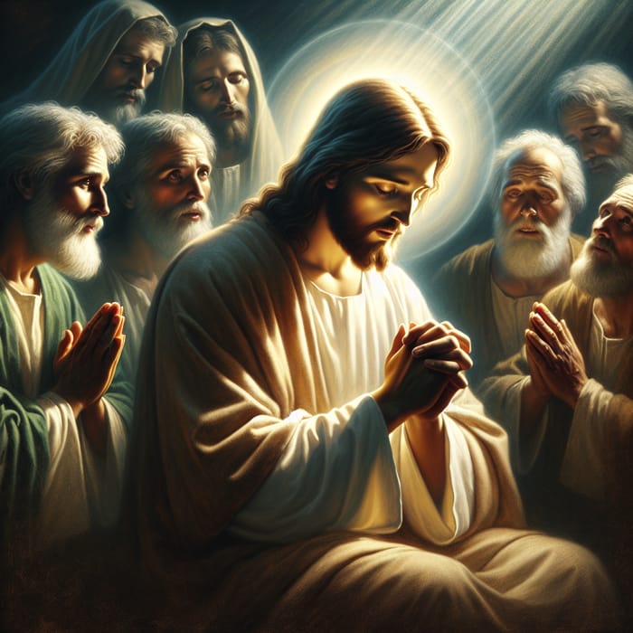 Jesus Praying with His Apostles in Divine Light