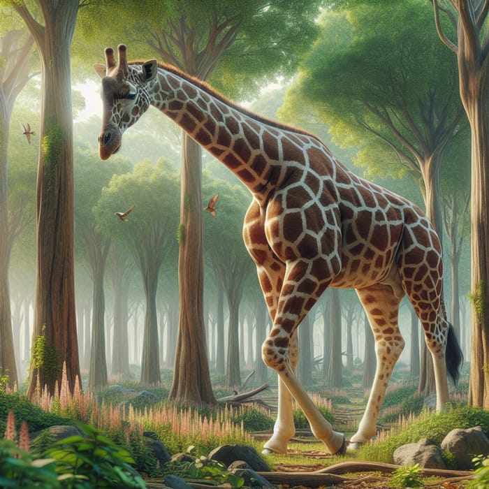 Giraffe in Forest: A Serene Wildlife Encounter