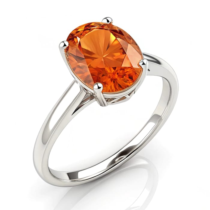 10 ct Oval Shape Orange Garnet Ring