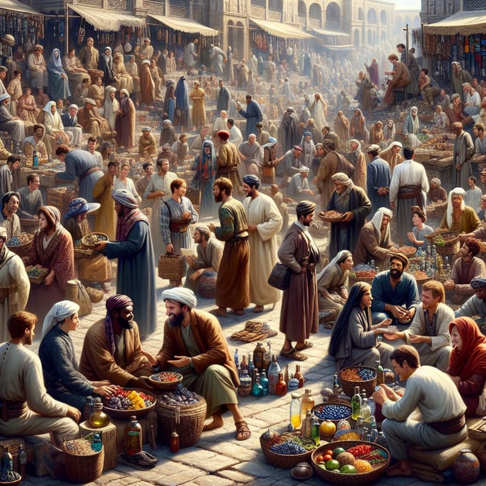 Diverse Barter Trade People: Cultural Exchange Market