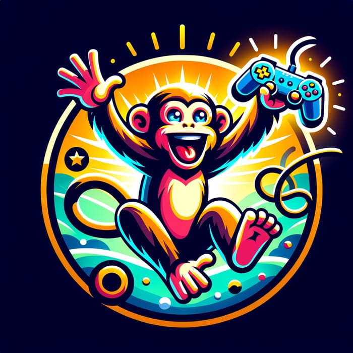 Vibrant Joyful Monkey Gaming Icon - Monkjoy.games