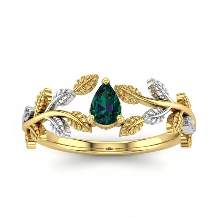 Unique Yellow & White Gold Engagement Ring with Alexandrite