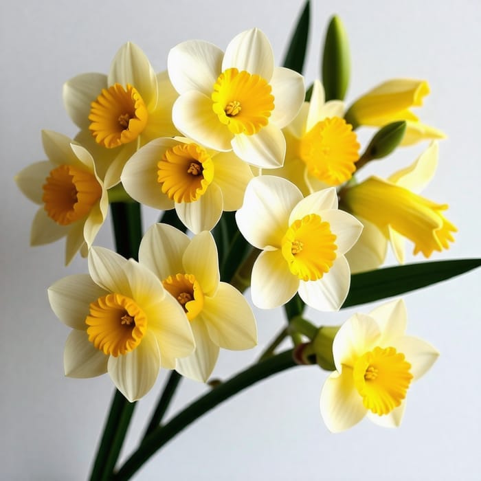 Watercolor Narcissus Flowers: Intricate Yellow & White