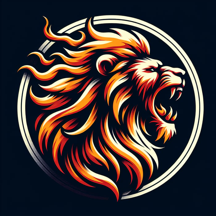 Roaring Lion Profile with Fiery Mane | Powerful Image