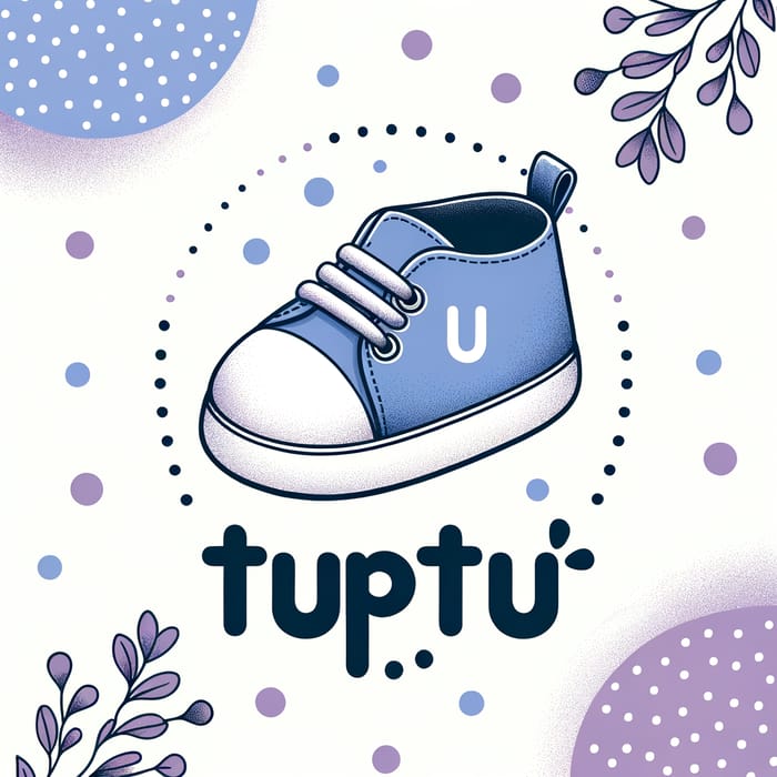 TUPTUŚ Anime Child's Shoe - Purple Spots Design on White Background